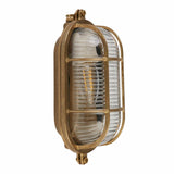 Bulkhead Oval Outdoor Light - Solid Brass & Ribbed Glass - Comet Lighting