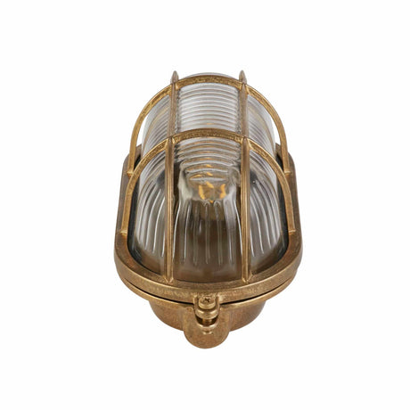 Bulkhead Oval Outdoor Light - Solid Brass & Ribbed Glass - Comet Lighting