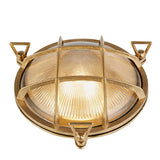 Bulkhead Round Outdoor Light - Solid Brass & Ribbed Glass - Comet Lighting