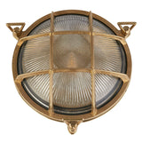 Bulkhead Round Outdoor Light - Solid Brass & Ribbed Glass - Comet Lighting