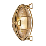 Bulkhead Round Outdoor Light - Solid Brass & Ribbed Glass - Comet Lighting