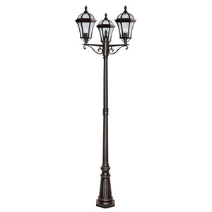 Capri Outdoor Post - Rustic Brown Metal & Glass - Comet Lighting