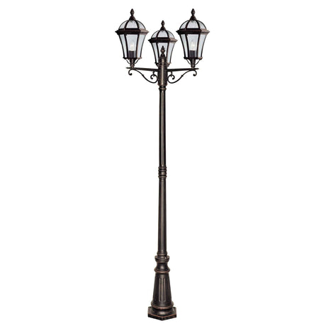 Capri Outdoor Post - Rustic Brown Metal & Glass - Comet Lighting