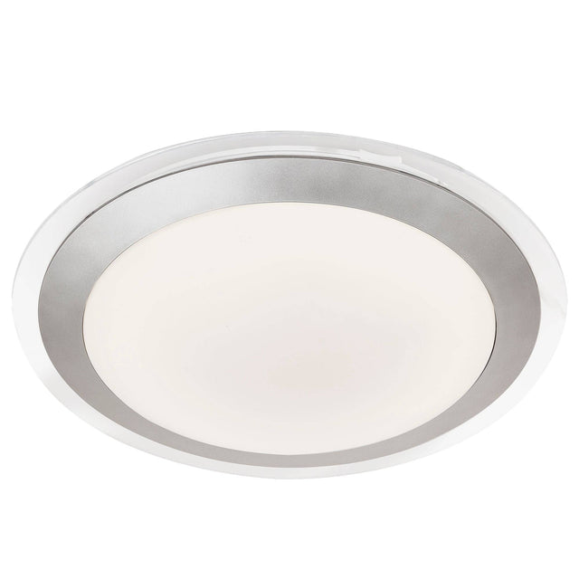 Chester LED Bathroom Flush  -  Acrylic & Silver Metal, IP44 - Comet Lighting