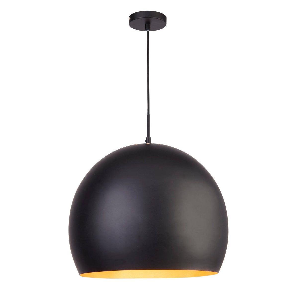 Chicago Pendant - Matt Black Metal & Gold Inner - Comet Lighting