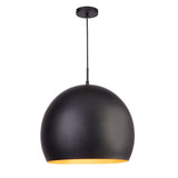 Chicago Pendant - Matt Black Metal & Gold Inner - Comet Lighting