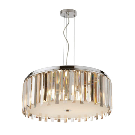 Clarissa 5Lt Drum Pendant Convertible To Semi-Flush - Glass - Comet Lighting