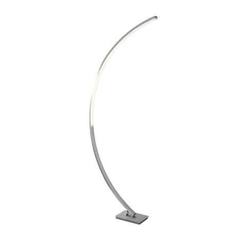 Colton LED Curved Floor Lamp - Satin Silver & Opal - Comet Lighting