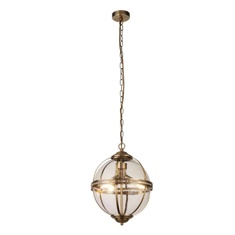 Coronet 3Lt Pendant - Antique Brass Metal & Glass - Comet Lighting