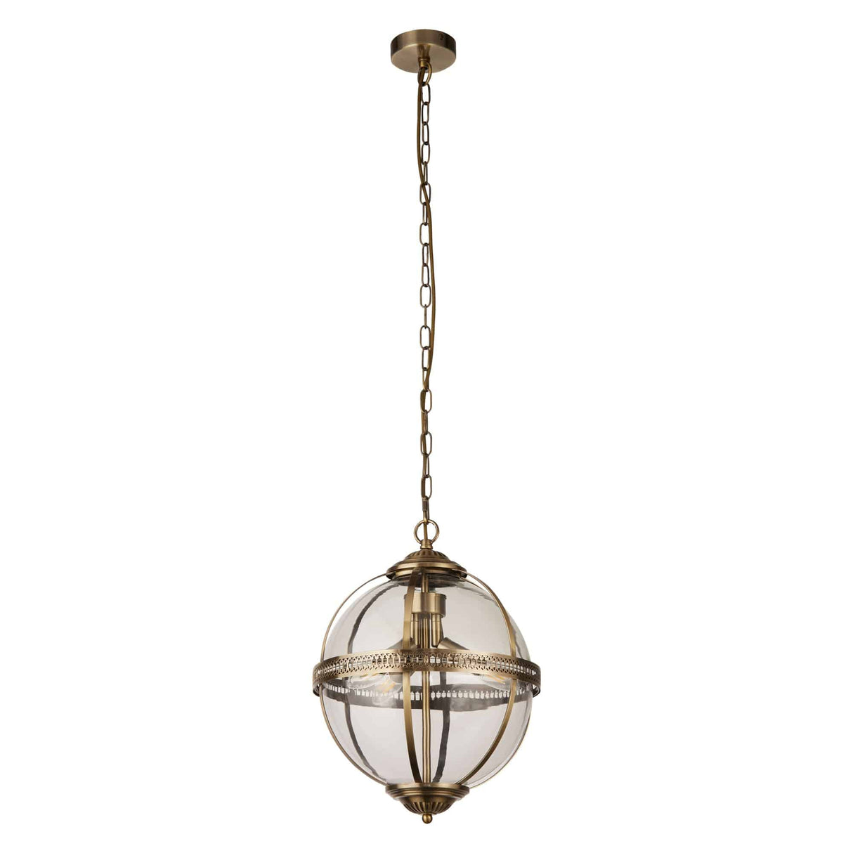 Coronet 3Lt Pendant - Antique Brass Metal & Glass - Comet Lighting