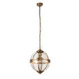 Coronet 3Lt Pendant - Antique Brass Metal & Glass - Comet Lighting