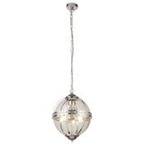 Coronet 3Lt Pendant - Chrome Metal & Glass - Comet Lighting