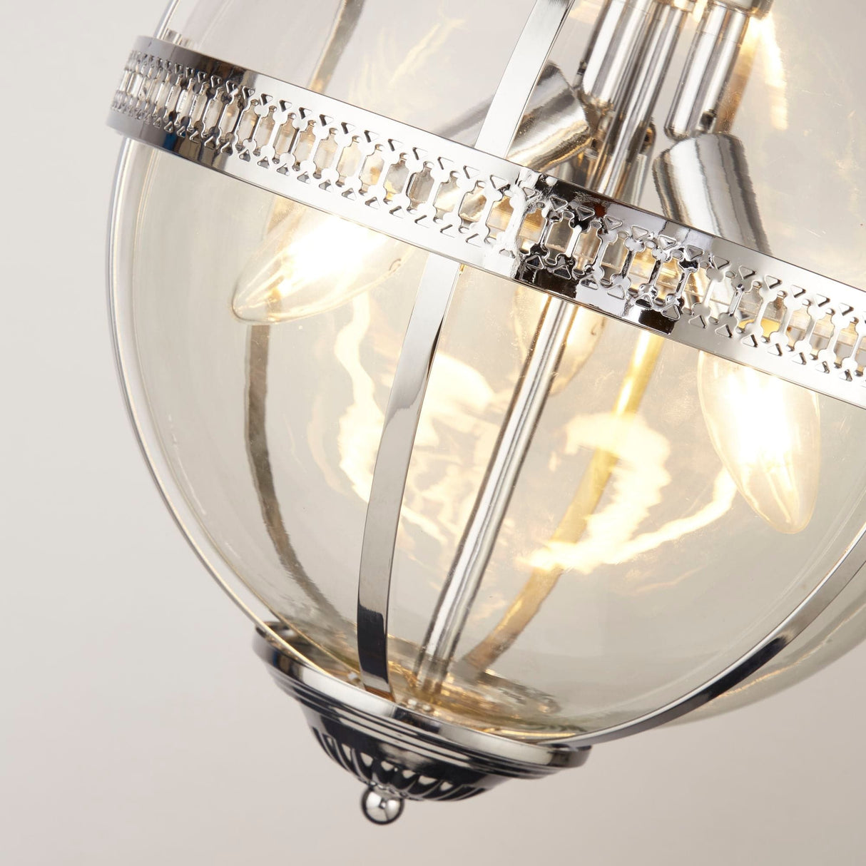 Coronet 3Lt Pendant - Chrome Metal & Glass - Comet Lighting