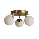 Crosby 3Lt Semi-Flush - Gold Metal & Opal Glass - Comet Lighting