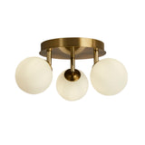 Crosby 3Lt Semi-Flush - Gold Metal & Opal Glass - Comet Lighting