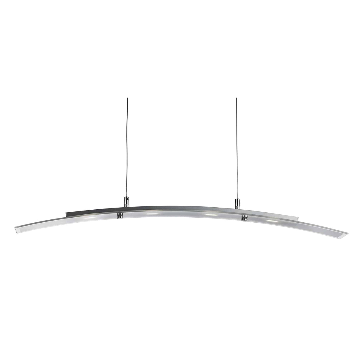 Curve 4Lt Pendant - Satin Silver Metal & Frosted Glass - Comet Lighting