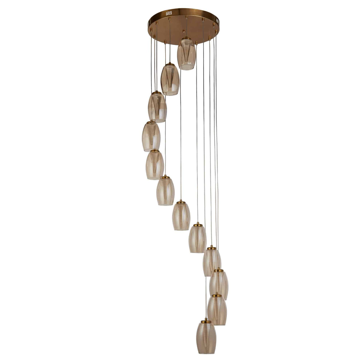 Cyclone 12Lt Pendant - Bronze Metal & Champagne Glass - Comet Lighting