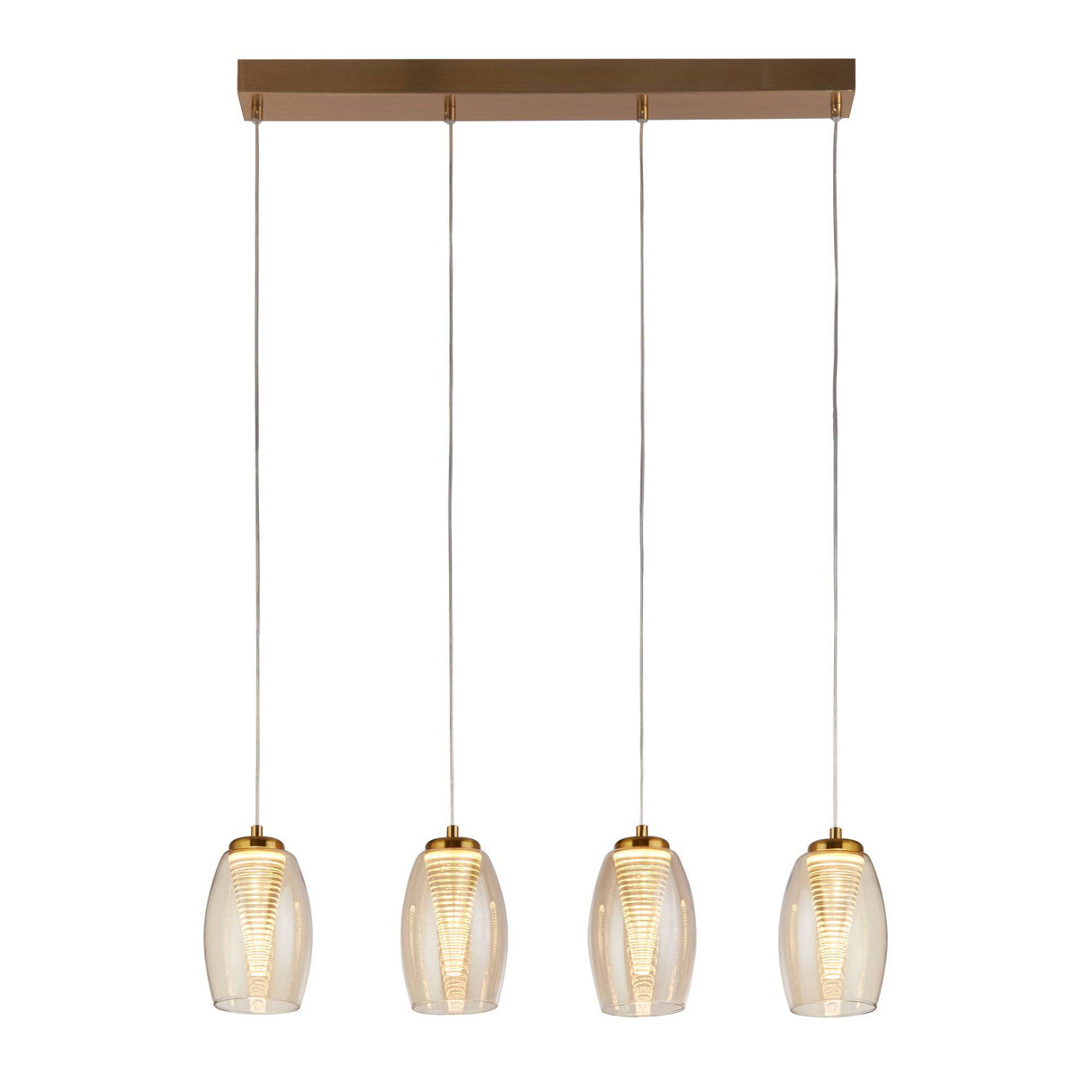 Cyclone 4Lt Bar Pendant - Bronze Metal & Champagne Glass - Comet Lighting