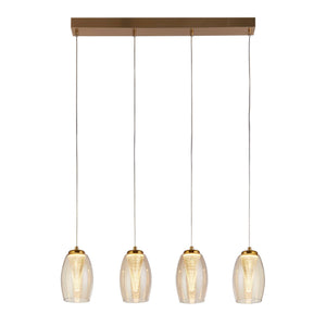 Cyclone 4Lt Bar Pendant - Bronze Metal & Champagne Glass - Comet Lighting