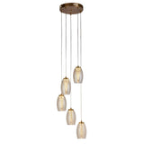 Cyclone 5Lt Pendant - Bronze Metal & Champagne Glass - Comet Lighting