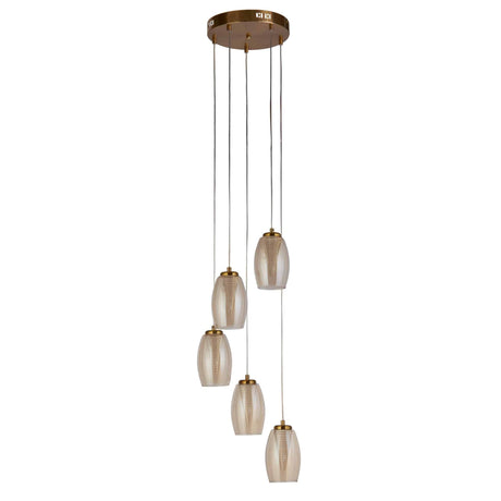 Cyclone 5Lt Pendant - Bronze Metal & Champagne Glass - Comet Lighting