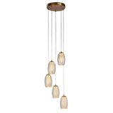 Cyclone 5Lt Pendant - Bronze Metal & Champagne Glass - Comet Lighting