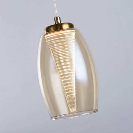 Cyclone Pendant - Bronze Metal & Champagne Glass - Comet Lighting