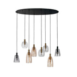 Divine 8Lt Multi-Drop Pendant - Black Metal & Coloured Glass - Comet Lighting