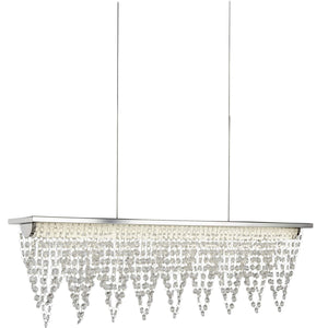 Drape LED Bar Pendant - Chrome Metal & Clear Crystal - Comet Lighting