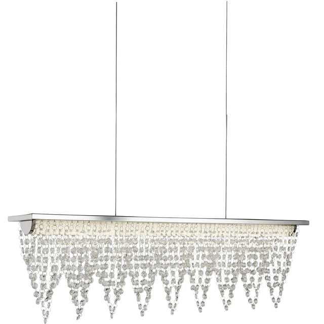 Drape LED Bar Pendant - Chrome Metal & Clear Crystal - Comet Lighting