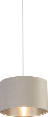 Drum Shade - Light Grey Velvet with Silver Inner Dia.28cm - Comet Lighting