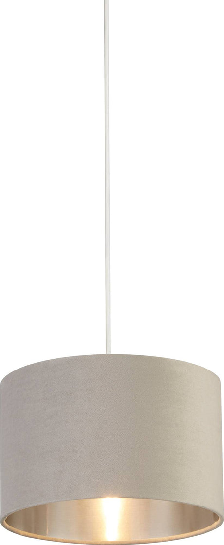 Drum Shade - Light Grey Velvet with Silver Inner Dia.28cm - Comet Lighting