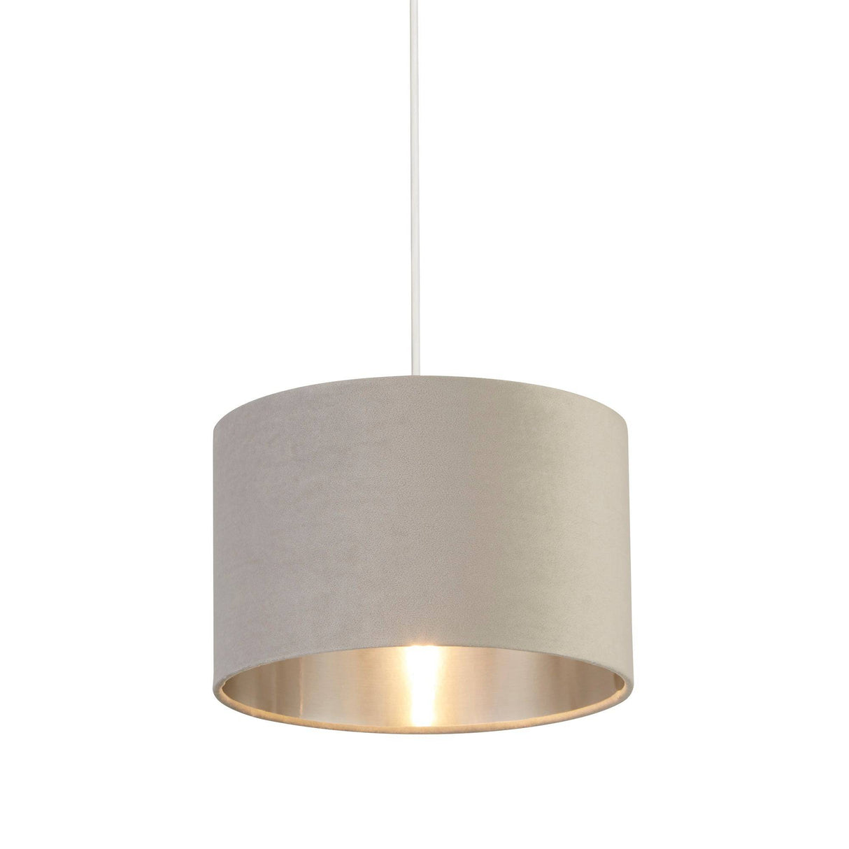 Drum Shade - Light Grey Velvet with Silver Inner Dia.28cm - Comet Lighting