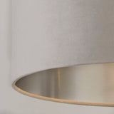 Drum Shade - Light Grey Velvet with Silver Inner Dia.38cm - Comet Lighting