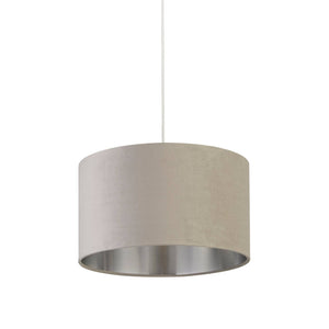 Drum Shade - Light Grey Velvet with Silver Inner Dia.38cm - Comet Lighting