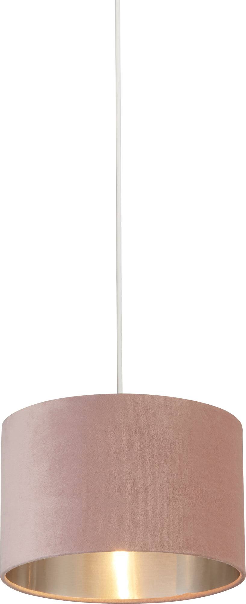 Drum Shade - Pink Velvet with Silver Inner Dia.28cm - Comet Lighting