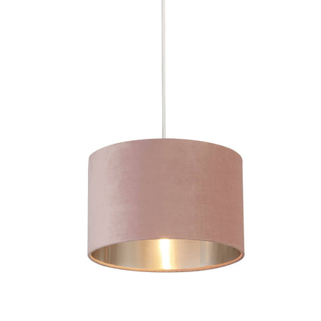 Drum Shade - Pink Velvet with Silver Inner Dia.28cm - Comet Lighting