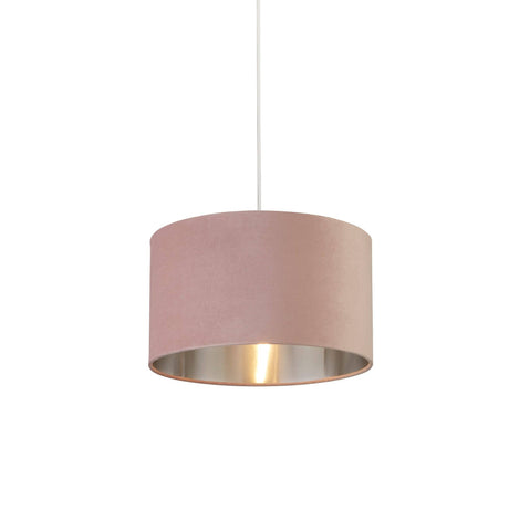 Drum Shade - Pink Velvet With Silver Inner Dia.38cm - Comet Lighting