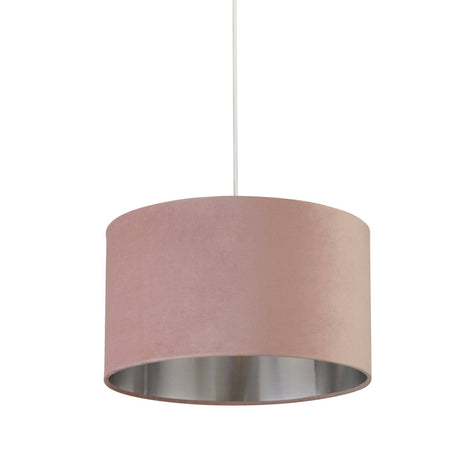 Drum Shade - Pink Velvet With Silver Inner Dia.38cm - Comet Lighting