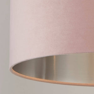 Drum Shade - Pink Velvet With Silver Inner Dia.38cm - Comet Lighting