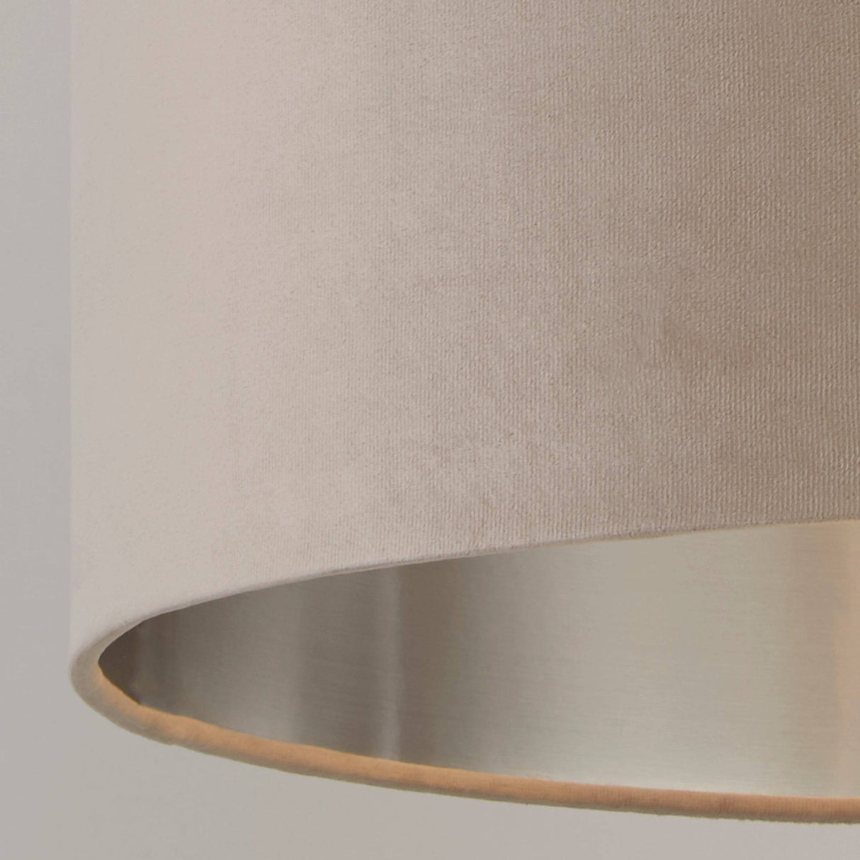 Drum Shade - Taupe Velvet with Silver Inner Dia.28cm - Comet Lighting