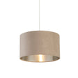 Drum Shade - Taupe Velvet with Silver Inner Dia.38cm - Comet Lighting