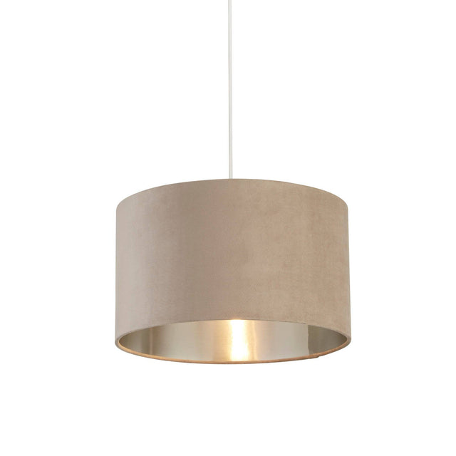 Drum Shade - Taupe Velvet with Silver Inner Dia.38cm - Comet Lighting