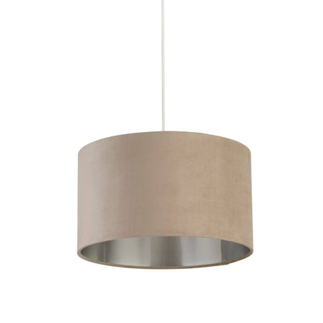 Drum Shade - Taupe Velvet with Silver Inner Dia.38cm - Comet Lighting