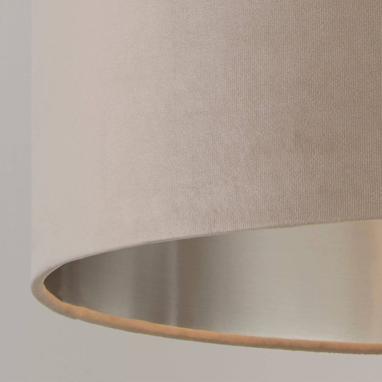 Drum Shade - Taupe Velvet with Silver Inner Dia.38cm - Comet Lighting