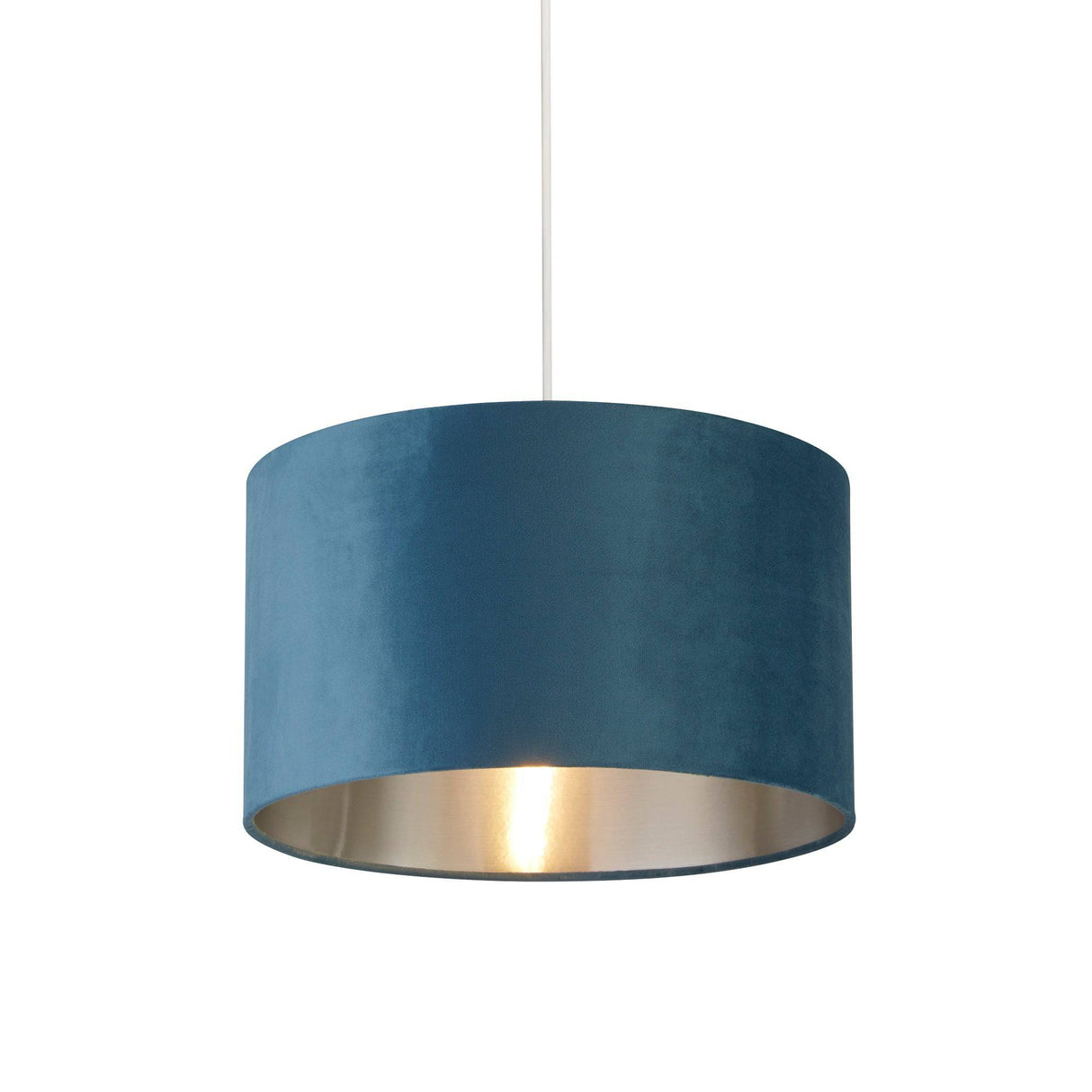 Drum Shade - Teal Velvet with Silver Inner Dia.28cm - Comet Lighting