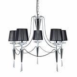 Duchess 5Lt Ceiling Pendant - Chrome/Crystal & Black Shades - Comet Lighting