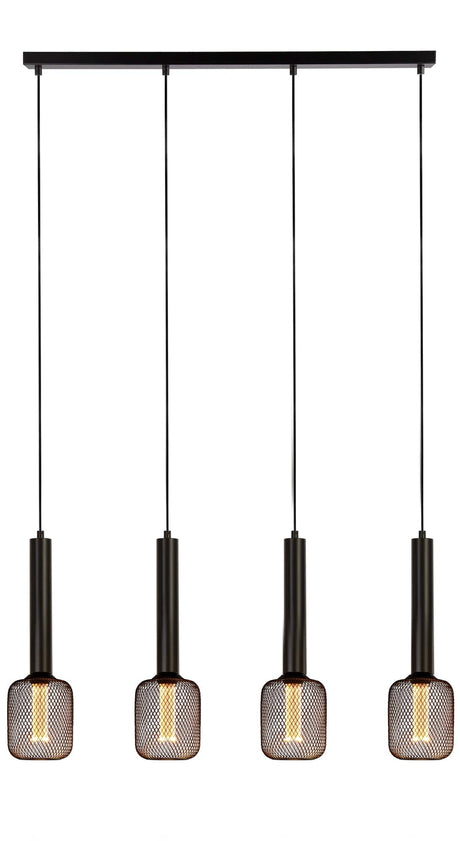 Dulwich 4Lt Bar Pendant - Black Metal - Comet Lighting