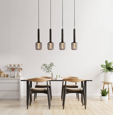 Dulwich 4Lt Bar Pendant - Black Metal - Comet Lighting