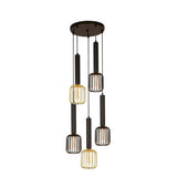 Dulwich 5Lt Multi-Drop Pendant - Black Metal - Comet Lighting